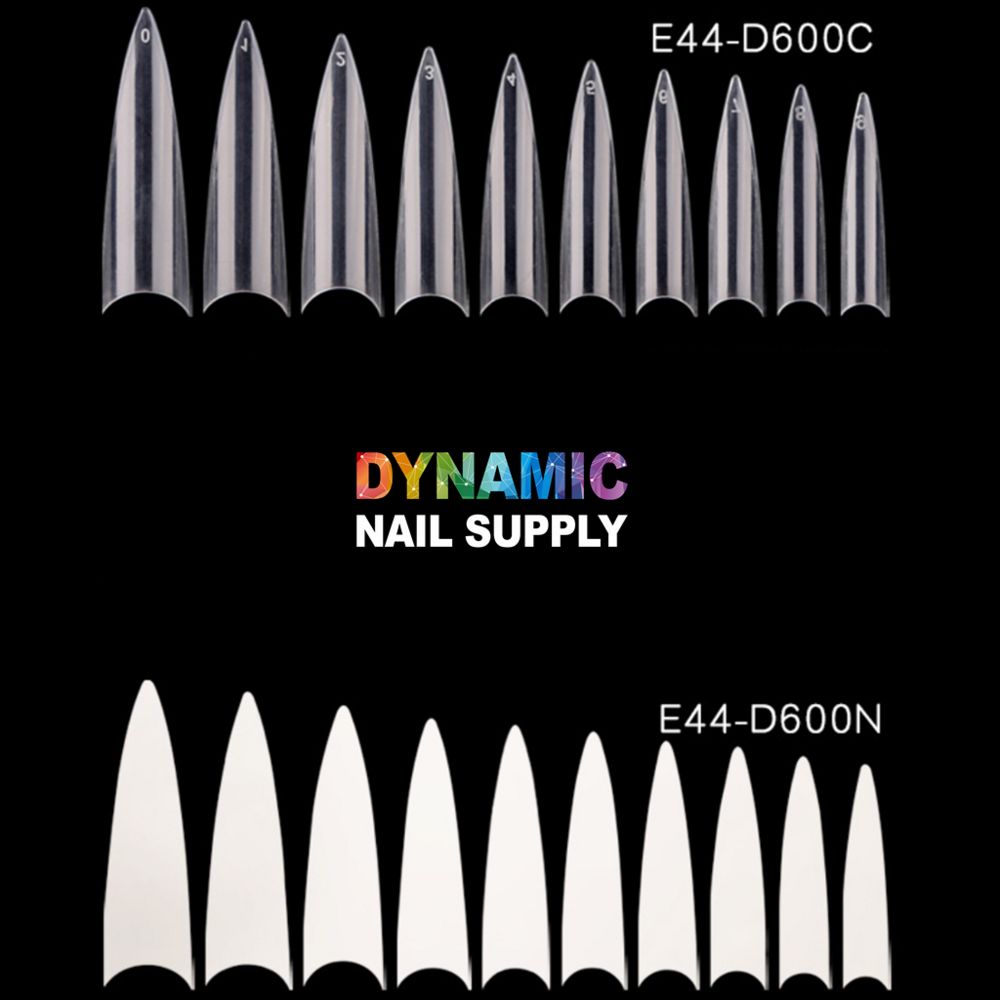 600 clear and natural stiletto tips - 2