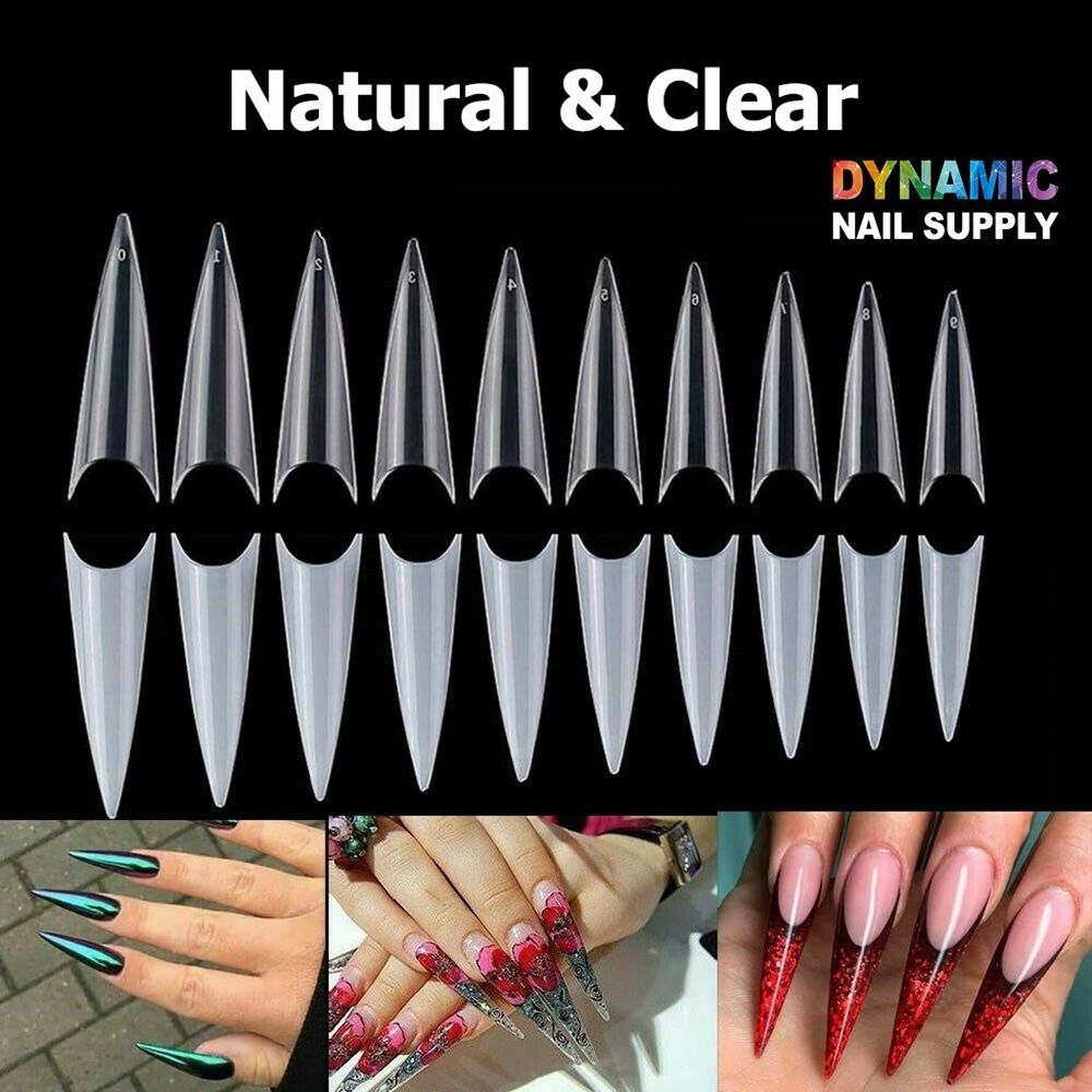 600 clear and natural stiletto tips - 4