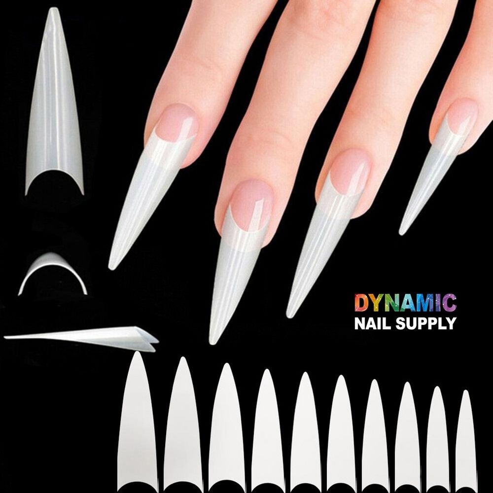 600 clear and natural stiletto tips - 5