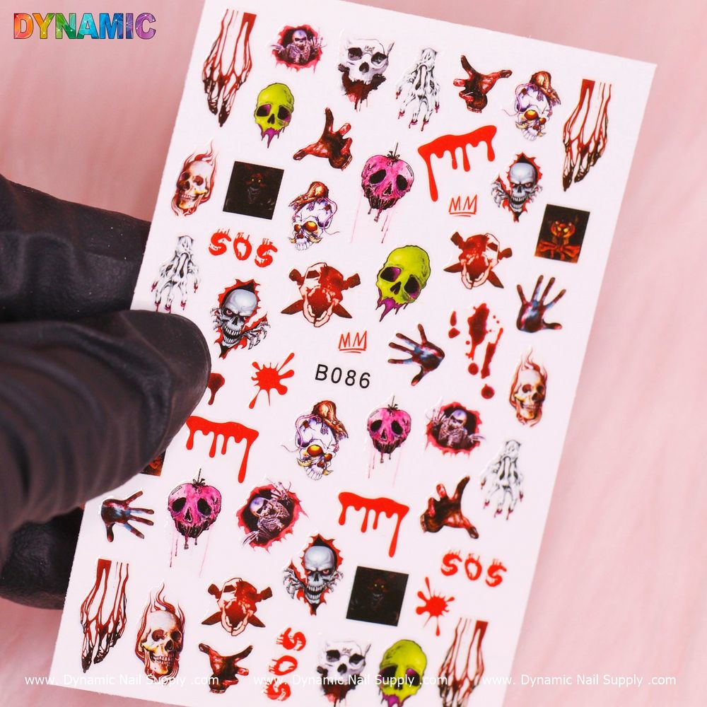 Halloween skull nail sticker sheet - 2