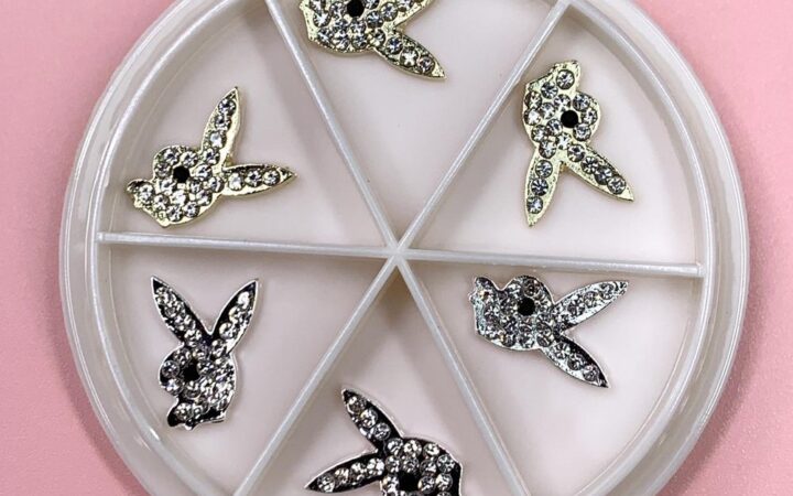 Playboy Bunny Nail Charms: 6-Piece Silver & Gold Set