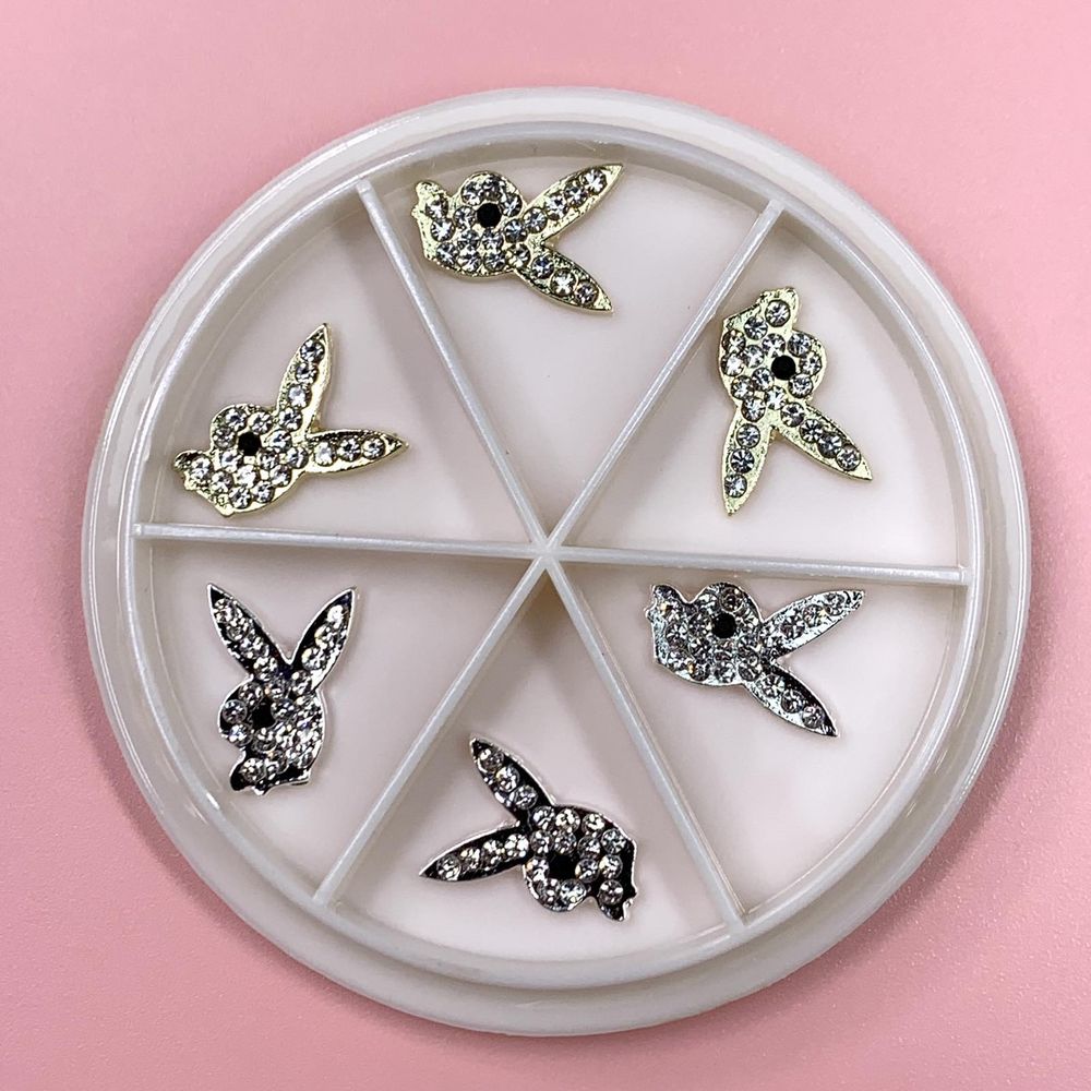 Playboy Bunny Nail Charms: 6-Piece Silver & Gold Set